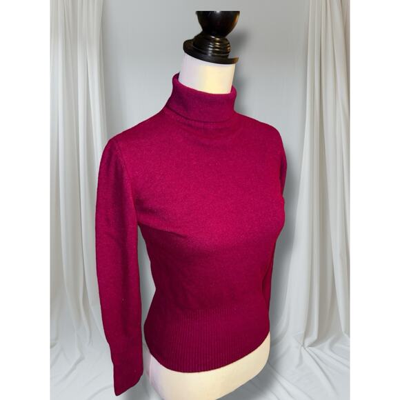 Vintage United Colors Of Benetton Wool Turtleneck Sweater Magenta XS/S - Picture 1 of 6